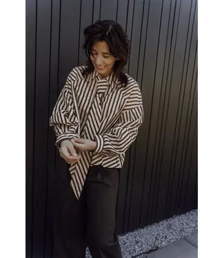 Aimée the Label OsloW6blouse-BrownStripe Blouses Aimée the Label OsloW6blouse-BrownStripe Blouses
