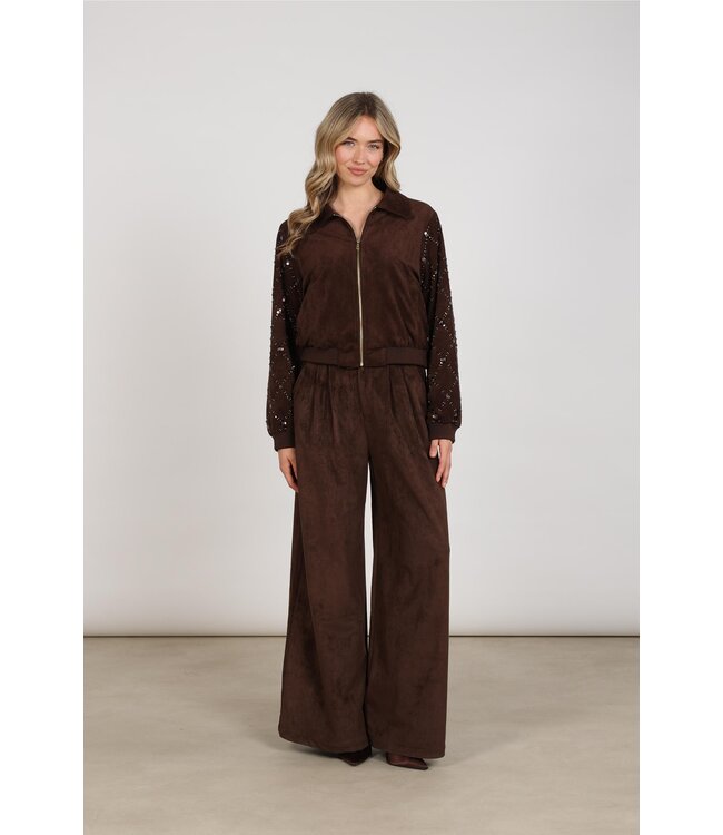 NKF13145/Chocolate  Daisy Bomber Suede