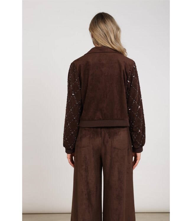 NKF13145/Chocolate  Daisy Bomber Suede