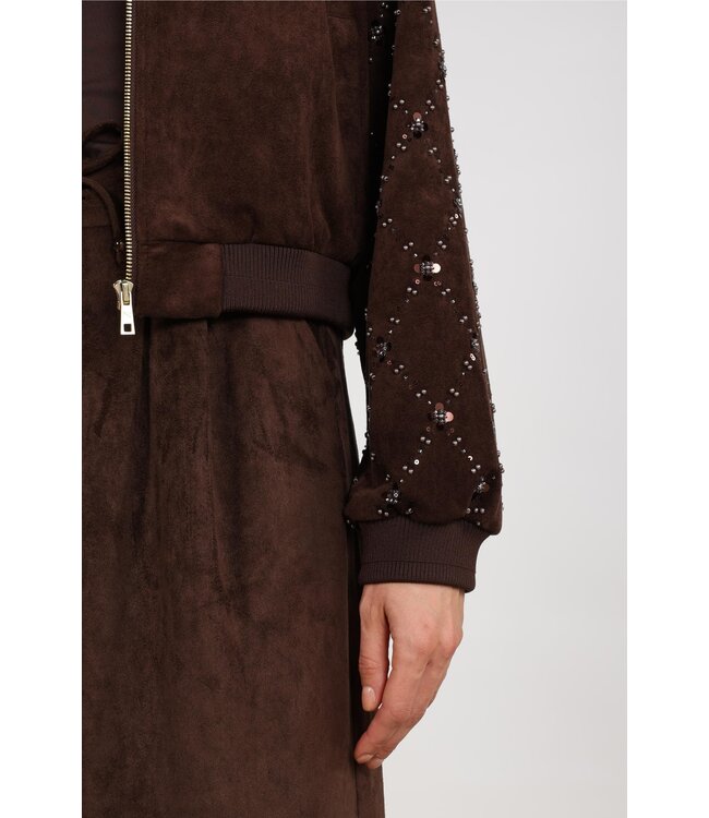 NKF13145/Chocolate  Daisy Bomber Suede