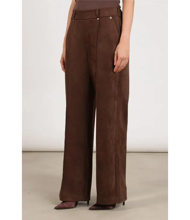 NKF09121/Chocolate  Jill Pants Suedine