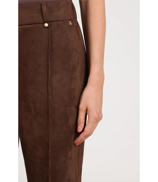 NKF09121/Chocolate  Jill Pants Suedine