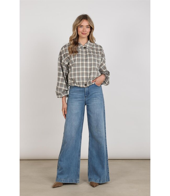 NKF09118/Blue Denim  Stevi Pants Embroidery