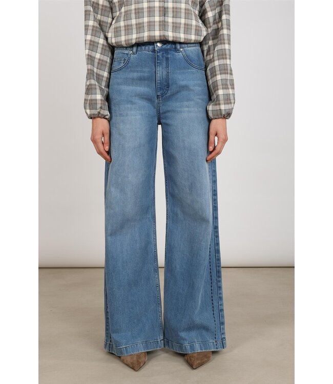 NKF09118/Blue Denim  Stevi Pants Embroidery