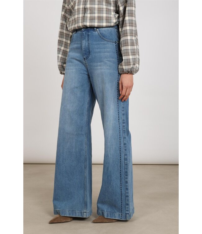 NKF09118/Blue Denim  Stevi Pants Embroidery