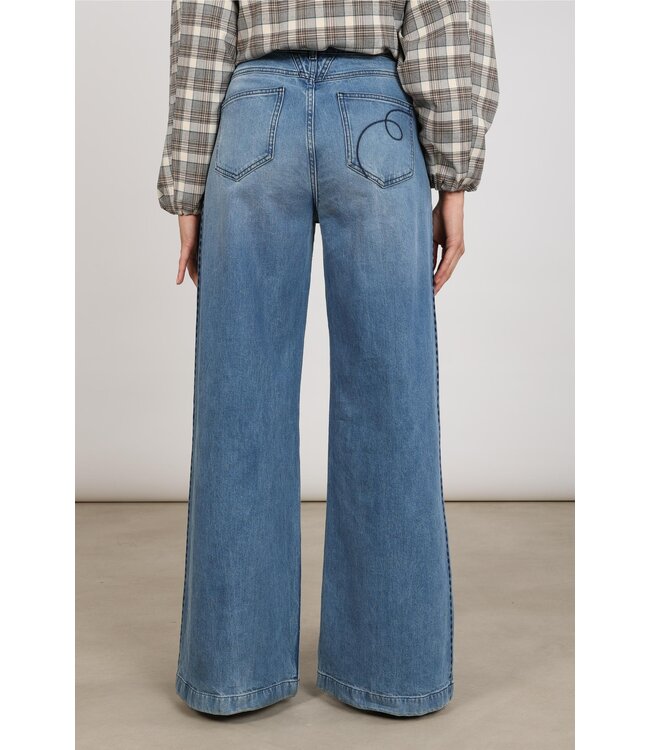 NKF09118/Blue Denim  Stevi Pants Embroidery