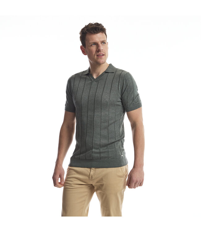 Twinlife TW42404 Knitted Polo V-Neck
