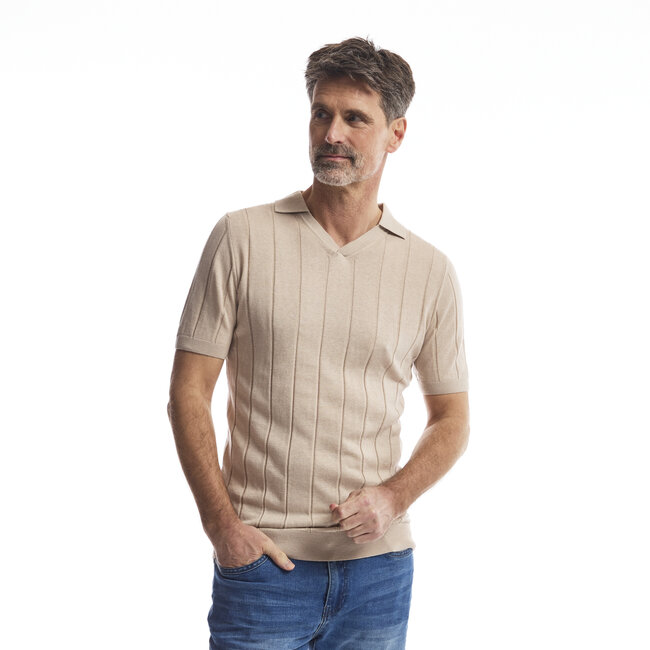 Twinlife TW42404 Knitted Polo V-Neck