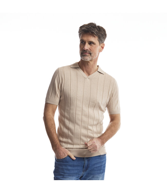 Twinlife TW42404 Knitted Polo V-Neck