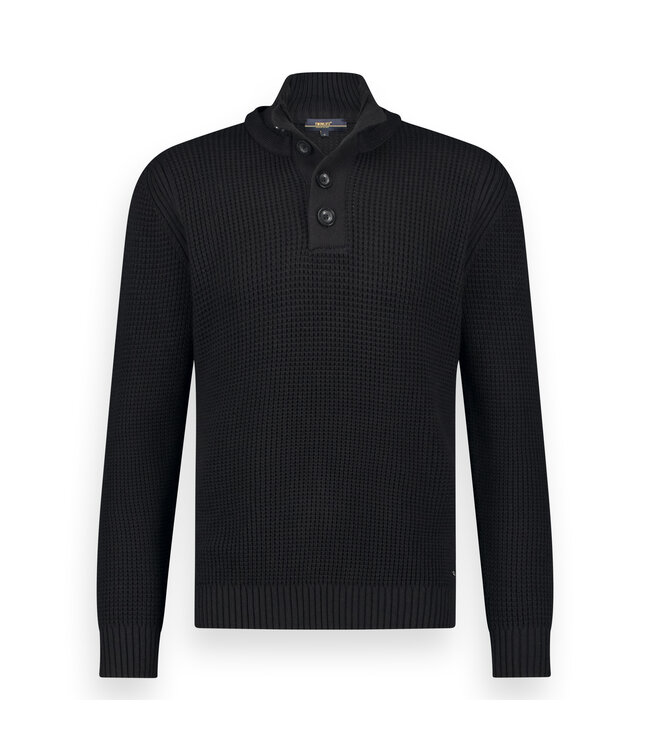 Twinlife 44415 Knitted Half Button Pullover