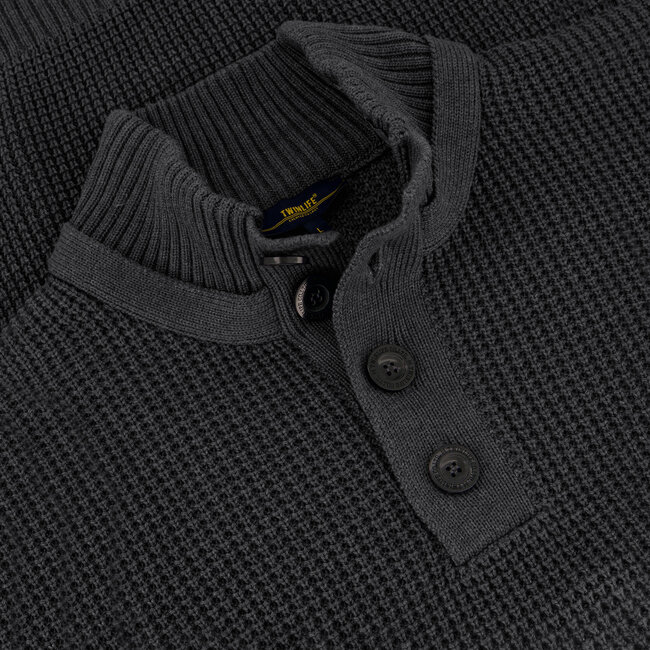 Twinlife Twinlife 44415 Knitted Half Button Pullover