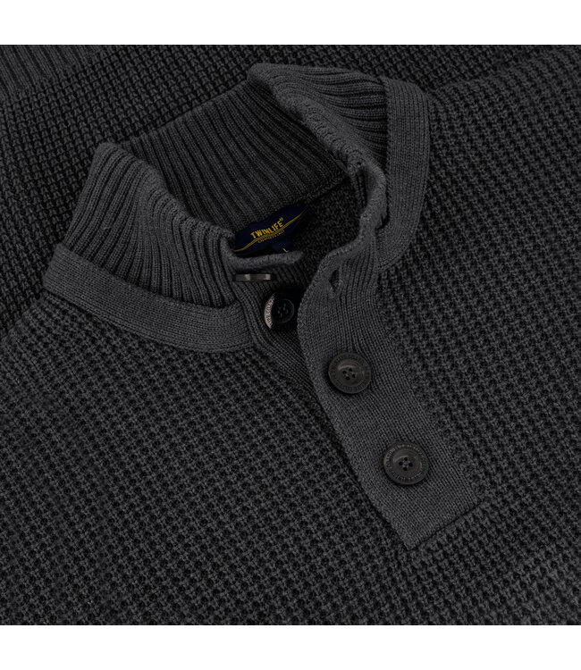 Twinlife 44415 Knitted Half Button Pullover