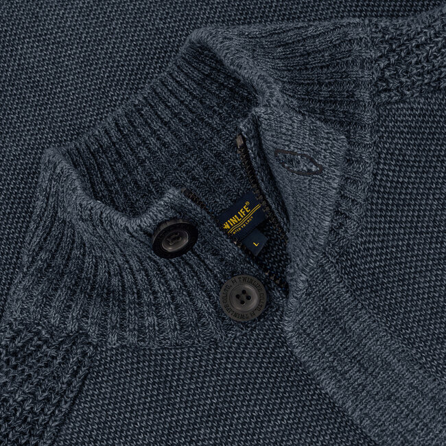 Twinlife Twinlife 44417 Knitted Pullover Full Zip /Button