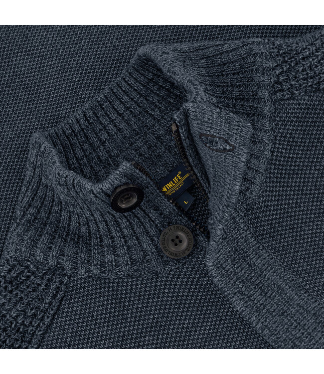Twinlife  44417 Knitted Pullover Full Zip /Button