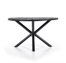 Eettafel rond met kruispoot 130x130 - zwart