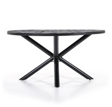 Eettafel rond met kruispoot 150x150 - zwart