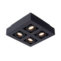Lucide Moderne Dim to Warm LED spot viervoudig zwart kantelbaar