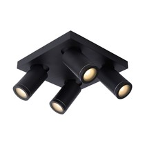 Lucide Lucide TAYLOR - Plafondspot LED Dim to warm GU10 4x5W 2200K/3000K IP44 Zwart