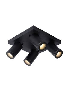 Lucide IP44 Plafondspot GU10 4x5W 2200K/3000K Zwart