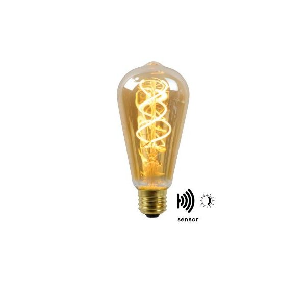 Lucide Lucide ST64 TWILIGHT SENSOR - Filament lamp Buiten Ø 6,4 cm LED E27 4W 2200K Amber