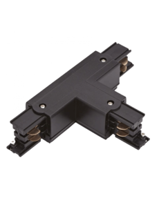 Luxar 3 Fase Rail T-verbinder Zwart Aarde-buiten-links