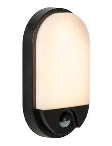 Lucide Ovale Wandlamp Binnen/Buiten Sensor Zwart