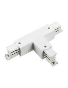 Global Trac Lighting Systems Global 3 Fase-Rail T-verbinder wit Aarde-buiten-links