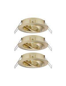 Paulmann Set van 3 Inbouwspots rond kantelbaar Messing geborsteld