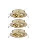 Paulmann Set van 3 Inbouwspots rond kantelbaar Messing geborsteld