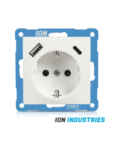 ION INDUSTRIES Wandcontactdoos E1 alpin wit - met USB-A en USB-C