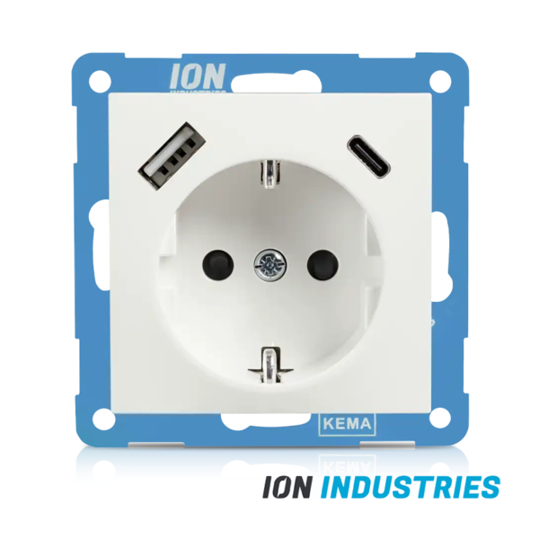 ION INDUSTRIES ION INDUSTRIES - Wandcontactdoos E1 alpin wit - met aanraakbeveiliging - USB