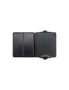 ION INDUSTRIES Wandcontactdoos en 2 schakelaars opbouw horizontaal IP55 mat zwart
