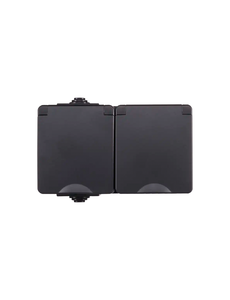 ION INDUSTRIES 2 x Wandcontactdoos opbouw horizontaal IP55 mat zwart