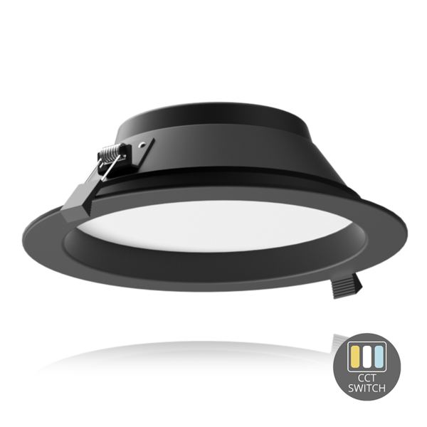 Luxar LED Downlight CCT-Switch 18W IP22 3000K, 4000K of 5000K Zwart - 23 cm