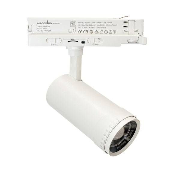 Luxar Luxar Witte 3-Fase Railspot met Zoomlens & CCT-Switch