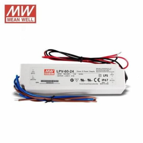 Mean Well Led Driver 24VDC 60W IP67 (niet dimbaar)