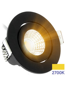 EcoDim LED Inbouwspot IP54  2700K dimbaar Zwart kantelbaar