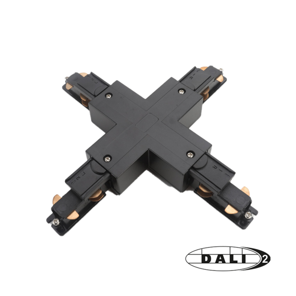Luxar Luxar 3-Fase Rail DALI X-Vorm Connector Zwart