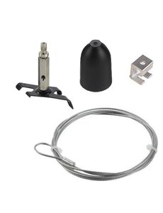 Global Trac Lighting Systems Global Staalkabel ophangset 3 fase rail zwart 3 Meter
