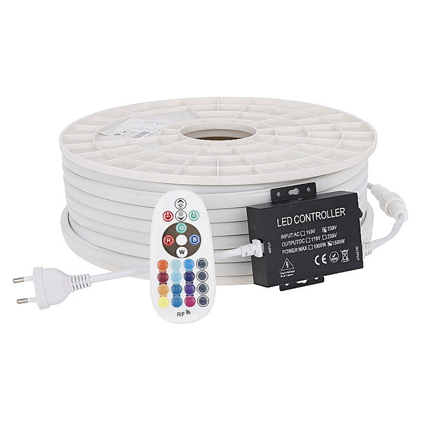 Luxar LED-strip RGB Set 230V IP65  50 meter incl. driver en afstandsbediening