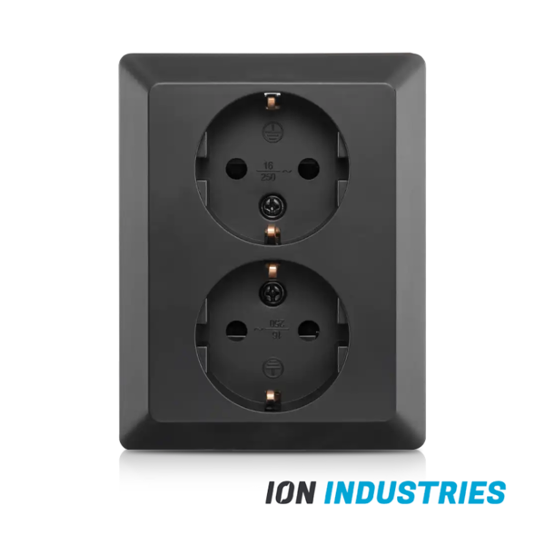 ION INDUSTRIES Luxar Wandcontactdoos Half Opbouw 2-Voudig Geaard Mat Zwart