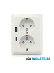 Luxar Wandcontactdoos Half Opbouw 2-Voudig Geaard met USB-A & USB-C Wit