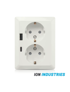 Luxar Wandcontactdoos Half Opbouw 2-Voudig Geaard met USB-A & USB-C Wit