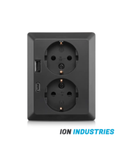 Luxar Wandcontactdoos Half Opbouw 2-Voudig Geaard met USB-A & USB-C Mat Zwart