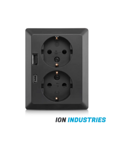 Luxar Wandcontactdoos Half Opbouw 2-Voudig Geaard met USB-A & USB-C Mat Zwart