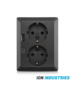Luxar Wandcontactdoos Half Opbouw 2-Voudig Geaard met USB-A & USB-C Mat Zwart