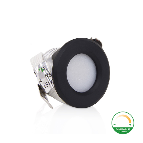 Luxar LED Mini Inbouwspot 1.5W Dimbaar Zwart Dim to Warm 230V IP44