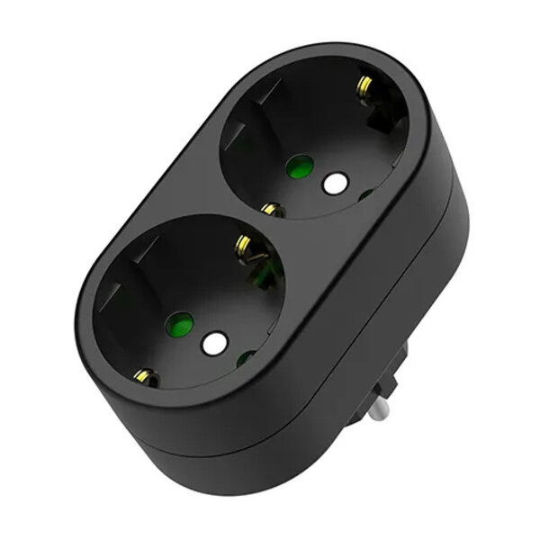 Luxar Verdeelstekker + RA 2V verticaal zwart