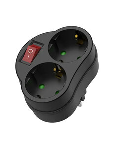 Luxar Doorvoerstekker 2V + RA + schakelaar + controlelamp zwart