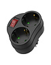 Luxar Doorvoerstekker 2V + RA + schakelaar + controlelamp zwart